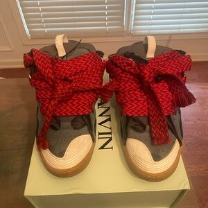 Lanvin High-Top Sneakers with Red and Blue Design